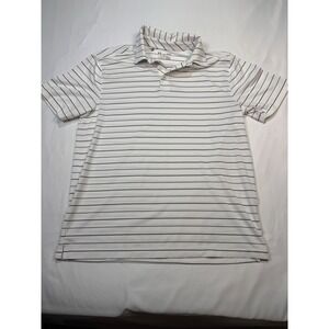 Under Armour Mens HeatGear Striped Polo Shirt White Black/ Gray Loose Fit Large